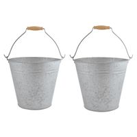 2x stuks zinken emmers/bloempotten/plantenpotten met handvat 9,5 liter 2x stuks zinken emmers/bloempotten/plantenpotten met handvat 9,5 liter