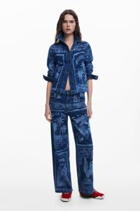 Jeans met postzegelprint - BLUE - 44