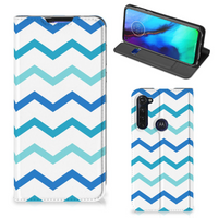 Motorola Moto G Pro Hoesje met Magneet Zigzag Blauw