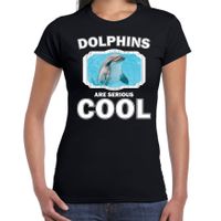 Dieren dolfijn t-shirt zwart dames - dolphins are cool shirt