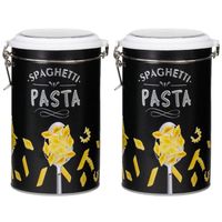 Set van 2x stuks pasta voorraadbussen/bewaarblikken metaal 11 x 19 cm - Voorraadblikken - thumbnail