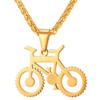 Heren ketting met hanger edelstaal Gold Bicycle - thumbnail