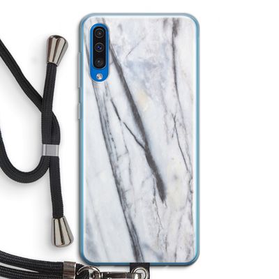 Gestreepte marmer: Samsung Galaxy A50 Transparant Hoesje met koord