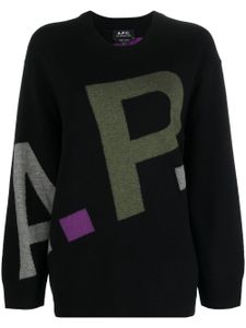 A.P.C. pull en laine à logo imprimé - Noir