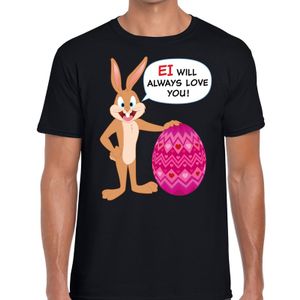 Paas t-shirt Ei will always love you zwart voor heren