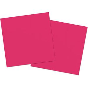 20x stuks servetten van papier fuchsia roze 33 x 33 cm - Feestservetten