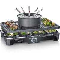 Raclette-Fondue combo - SEVERIN - RG2347 - 8 personen - Caquelon met 8 vorken en 8 spatels - Zwart