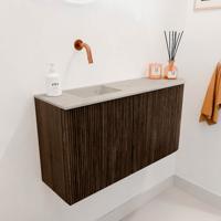 Toiletmeubel Mondiaz Joya Dlux | 81.6 cm | Meubelkleur Walnut | Faye wastafel Opalo Wasbak Links | Zonder kraangat(en)
