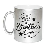 Best Brother Ever cadeau mok / beker zilverglanzend 330 ml   -
