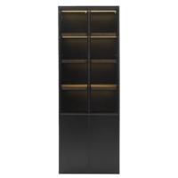 Leen Bakker - Wandkast Virgil - 220x80x40 Cm - MDF - Zwart