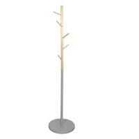 Home Deco Factory Kapstok - grijs - metaal/hout - 6 haken - 173 cm - staand