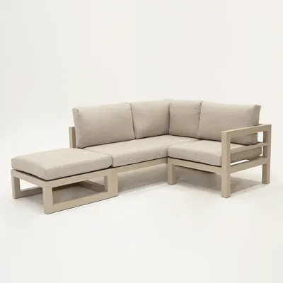Grosso 2-zits bank L + hocker + hoek beige