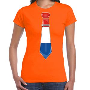 Verkleed T-shirt voor dames - stropdas Nederland - oranje - supporter - themafeest