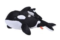 Pluche zwart/witte orka met baby knuffel 38 cm speelgoed   - - thumbnail
