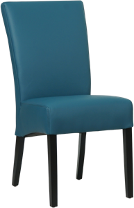 Blauwe leren landelijke eetkamerstoel Just - Hermes Leer Turquoise (blauw leer)