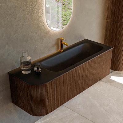 Badmeubel Mondiaz Kurve | 135 cm | Meubelkleur Walnut | Wastafelkleur Urban | Rechts spoelbak | 1 kraangat