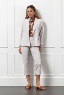 Anne capri linen look trousers - ecru/latte - 13015