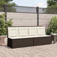 Tuinbank met kussen Bruin Poly riet