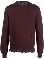 Maison Margiela pull en laine à effet usé - Rouge