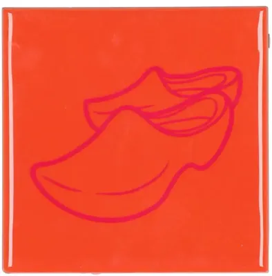 Daan Kromhout Design tegeltje keramiek klompen 10x10cm orange