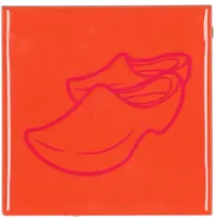 Daan Kromhout Design tegeltje keramiek klompen 10x10cm orange