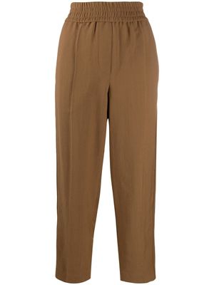 Brunello Cucinelli pantalon fuselé à taille élastiquée - Marron