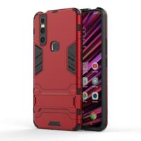 Schokbestendige PC + TPU Case voor VIVO V15 met houder (rood)