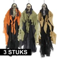 3x Skelet hang decoratie Halloween pop 60 cm   - - thumbnail