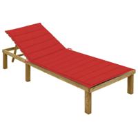 Ligbed met rood kussen geïmpregneerd grenenhout