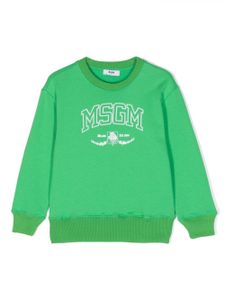 MSGM Kids sweat en coton à logo imprimé - Vert