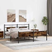 Bedframe zonder matras metaal gerookt eikenkleurig 183x213 cm