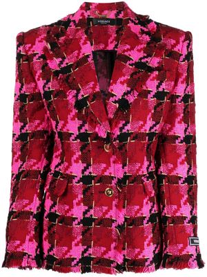 Versace blazer boutonné à motif pied-de-poule - Rouge Versace blazer boutonné à motif pied-de-poule - Rouge