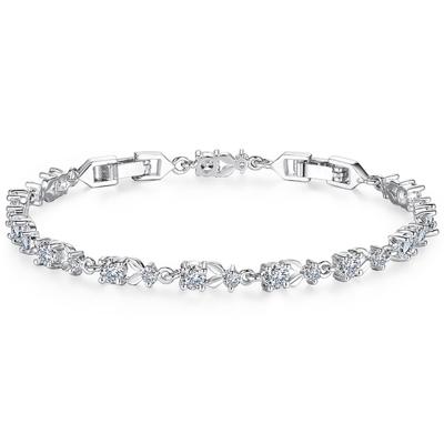 Vrouwen schijnt Cubic Zirkonia kristal sieraden armband (zilver)