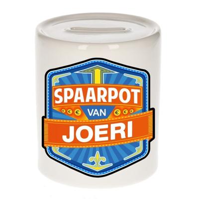 Kinder spaarpot met naam - Joeri - keramiek - met dop - wit - Sparen - Spaargeld van Joeri