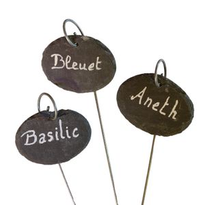 Plantetiketten/plantenlabels - 6x - leisteen - 40 cm - hangetiketten