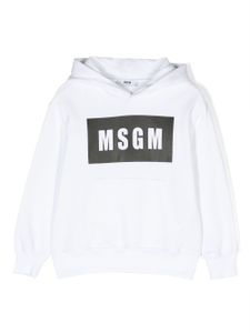 MSGM Kids hoodie en coton à logo imprimé - Blanc