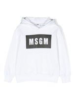 MSGM Kids hoodie en coton à logo imprimé - Blanc