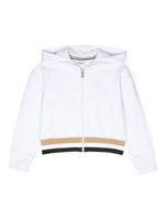 BOSS Kidswear hoodie zippé à empiècement en mesh - Blanc