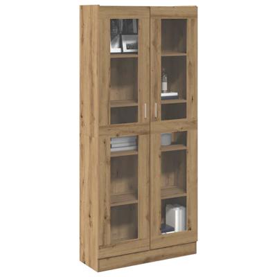 Hoge kast 82,5x30,5x185 cm bewerkt hout artisanaal eikenkleur