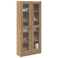 Hoge kast 82,5x30,5x185 cm bewerkt hout artisanaal eikenkleur
