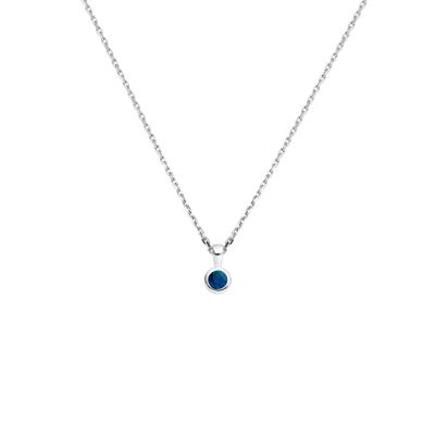 Zilveren Collier 41+4cm met Saffier Geboortesteen Hanger - September