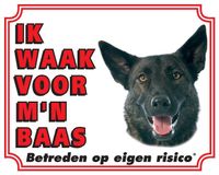 Hollandse Herder Waakbord - Ik waak voor mijn baas - thumbnail