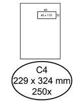 Envelop Hermes akte C4 229x324mm venster rechts 4x11cm zelfklevend wit doos à 250 stuks - thumbnail