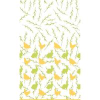 Duni Pasen tafelkleed/tafellaken konijnen en hanen - geel / groen - 138 x 220 cm - papier