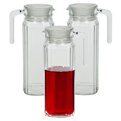 Luminarc Waterkan met deksel - 3x - 1,1 Liter - glas - schenkkan - waterkaraf - Limonadekan