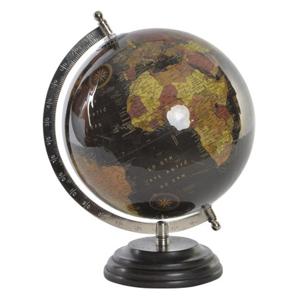 Wereldbol/Globe op voet - kunststof - zwart - home decoratie artikel - D20 x H28 cm