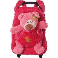 Rugzaktrolley kinderkoffer - pluche beer knuffel - kunststof/polyester - 35 x 25 x 13 cm - thumbnail