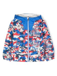 Moncler Enfant veste à fleurs en all over - Bleu