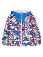 Moncler Enfant veste à fleurs en all over - Bleu