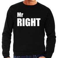 Mr right sweater / trui zwart met witte letters voor heren - thumbnail